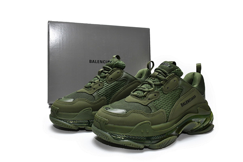 【DA0LJ】军绿气垫 巴黎世家水晶透明底气垫鞋 541624 W2GA1 2325 Balenciaga Triple S Pitch Green