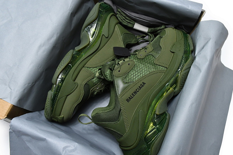 【DA0LJ】军绿气垫 巴黎世家水晶透明底气垫鞋 541624 W2GA1 2325 Balenciaga Triple S Pitch Green