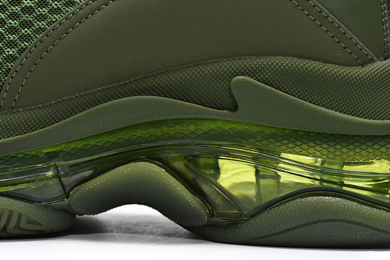 【DA0LJ】军绿气垫 巴黎世家水晶透明底气垫鞋 541624 W2GA1 2325 Balenciaga Triple S Pitch Green