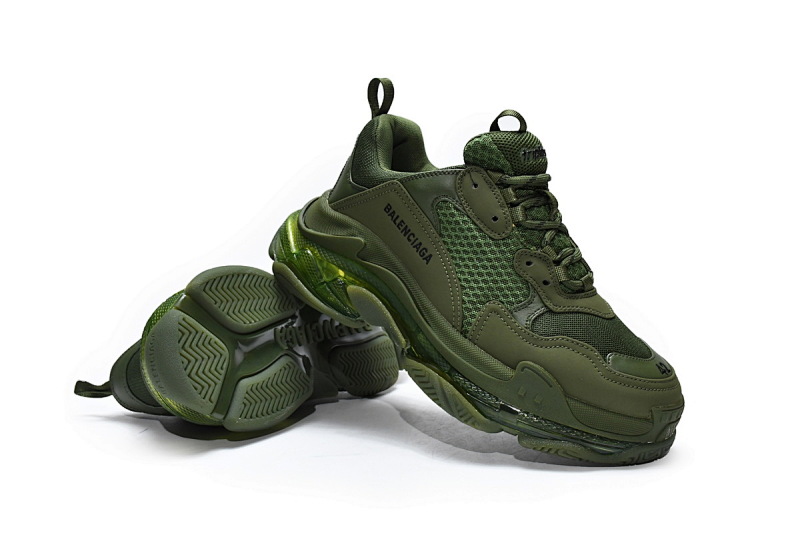 【DA0LJ】军绿气垫 巴黎世家水晶透明底气垫鞋 541624 W2GA1 2325 Balenciaga Triple S Pitch Green
