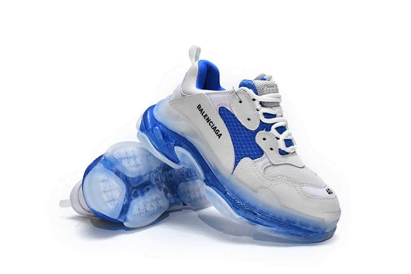 【DA0LJ】灰宝蓝气垫 巴黎世家水晶透明底气垫鞋 541624 W090N 9169 Balenciaga Triple S Grey Blue
