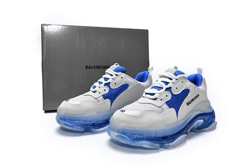 【DA0LJ】灰宝蓝气垫 巴黎世家水晶透明底气垫鞋 541624 W090N 9169 Balenciaga Triple S Grey Blue