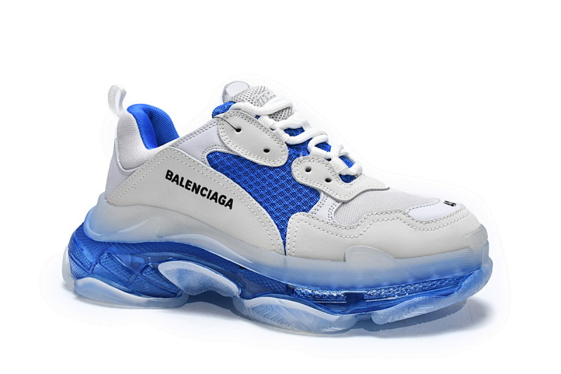【DA0LJ】灰宝蓝气垫 巴黎世家水晶透明底气垫鞋 541624 W090N 9169 Balenciaga Triple S Grey Blue