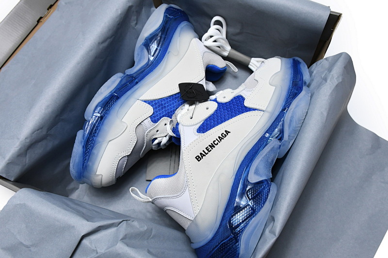 【DA0LJ】灰宝蓝气垫 巴黎世家水晶透明底气垫鞋 541624 W090N 9169 Balenciaga Triple S Grey Blue