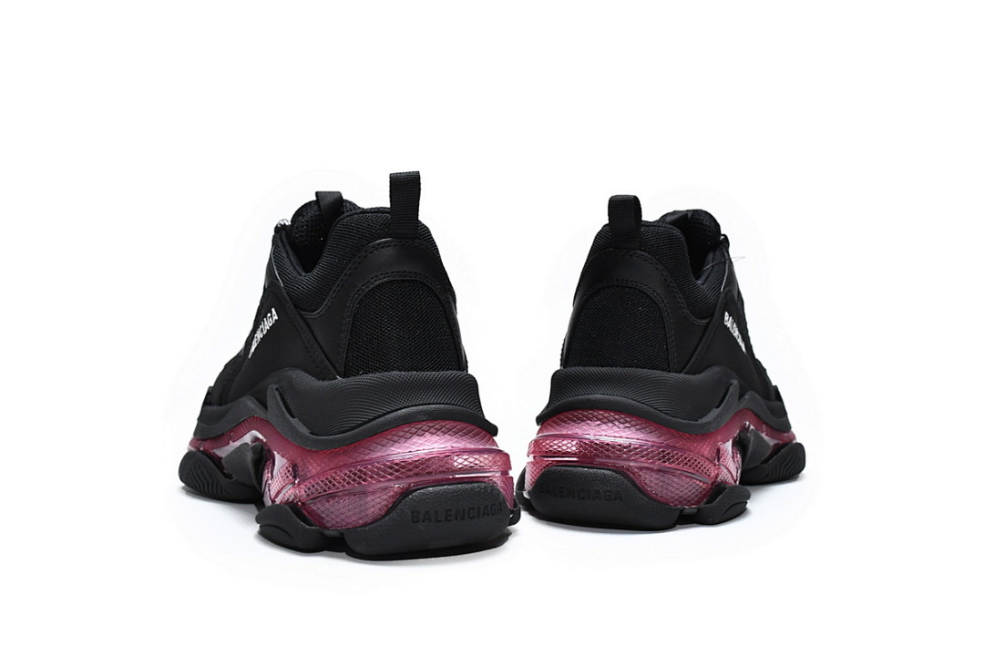 【DA0LJ】黑酒红气垫 巴黎世家水晶透明底气垫鞋 544351 W0901 9011 Balenciaga Triple S Black Claret Red