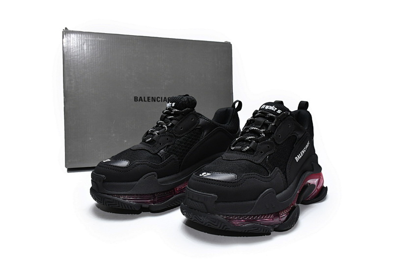 【DA0LJ】黑酒红气垫 巴黎世家水晶透明底气垫鞋 544351 W0901 9011 Balenciaga Triple S Black Claret Red