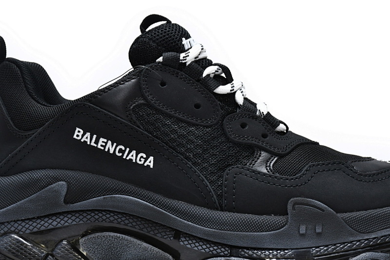 【DA0LJ】全黑气垫 巴黎世家水晶透明底气垫鞋 541624 W09O1 1000 Balenciaga Triple S Black
