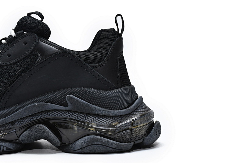 【DA0LJ】全黑气垫 巴黎世家水晶透明底气垫鞋 541624 W09O1 1000 Balenciaga Triple S Black