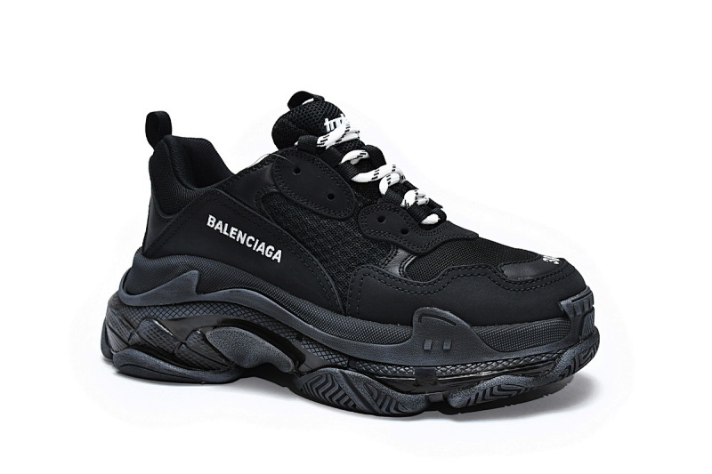 【DA0LJ】全黑气垫 巴黎世家水晶透明底气垫鞋 541624 W09O1 1000 Balenciaga Triple S Black