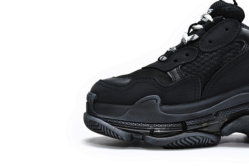 【DA0LJ】全黑气垫 巴黎世家水晶透明底气垫鞋 541624 W09O1 1000 Balenciaga Triple S Black