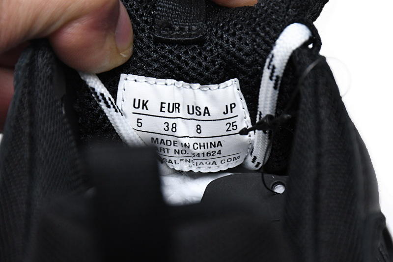 【DA0LJ】全黑气垫 巴黎世家水晶透明底气垫鞋 541624 W09O1 1000 Balenciaga Triple S Black