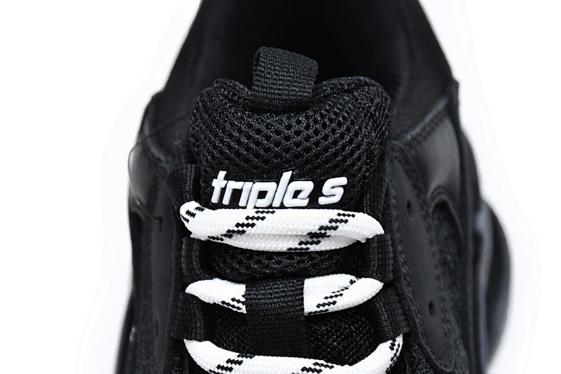 【DA0LJ】全黑气垫 巴黎世家水晶透明底气垫鞋 541624 W09O1 1000 Balenciaga Triple S Black