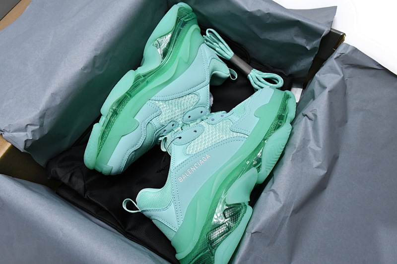 【DA0LJ】浅绿气垫 巴黎世家水晶透明底气垫鞋 544351 W2GA1 4500 Balenciaga Triple S Aqua