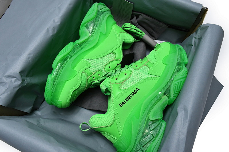 【DA0LJ】苹果绿气垫 巴黎世家水晶透明底气垫鞋 541624 W09OL 3801 Balenciaga Triple S Fluorescent Green