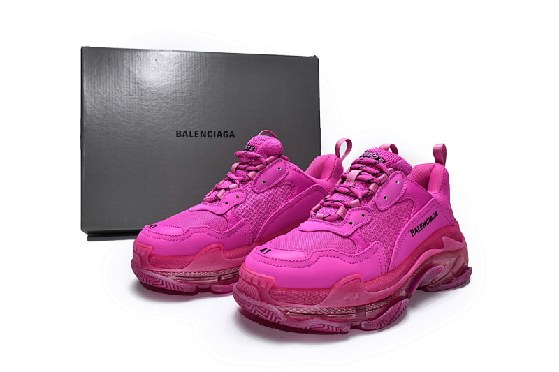 【DA0LJ】玫红气垫 巴黎世家水晶透明底气垫鞋 541624 W2FG1 5059 Balenciaga Triple S Plum Red