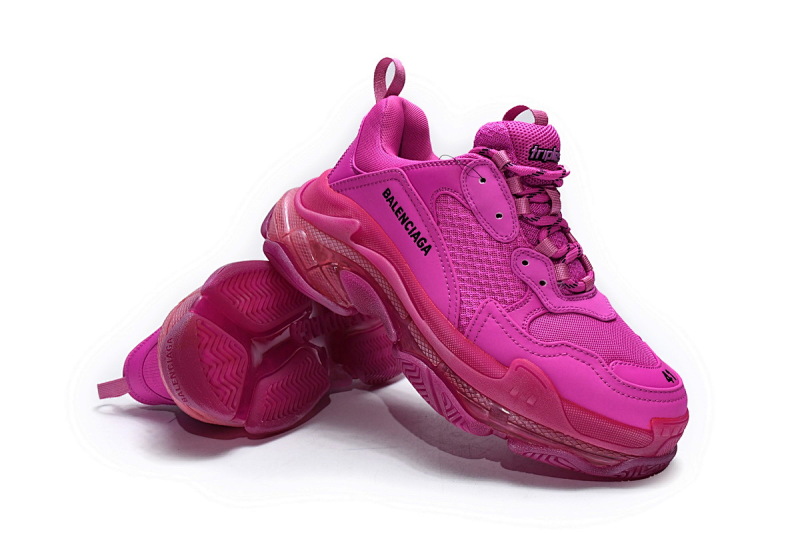 【DA0LJ】玫红气垫 巴黎世家水晶透明底气垫鞋 541624 W2FG1 5059 Balenciaga Triple S Plum Red