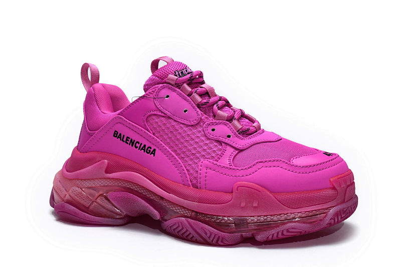 【DA0LJ】玫红气垫 巴黎世家水晶透明底气垫鞋 541624 W2FG1 5059 Balenciaga Triple S Plum Red