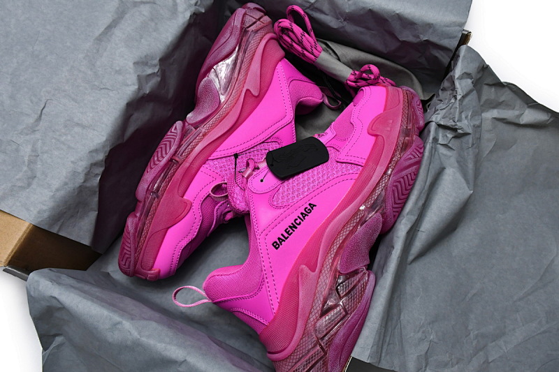 【DA0LJ】玫红气垫 巴黎世家水晶透明底气垫鞋 541624 W2FG1 5059 Balenciaga Triple S Plum Red
