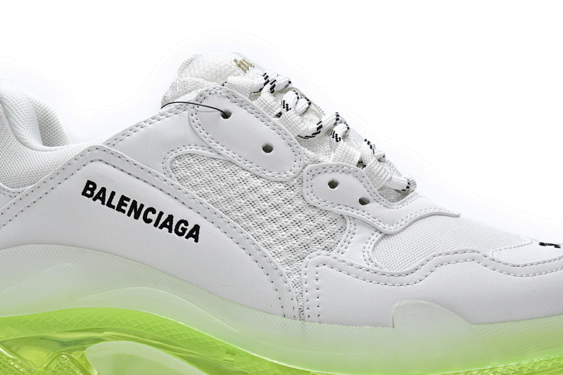 【DA0LJ】白荧光气垫 巴黎世家水晶透明底气垫鞋 544351 W0901 9010 Balenciaga Triple S White Green