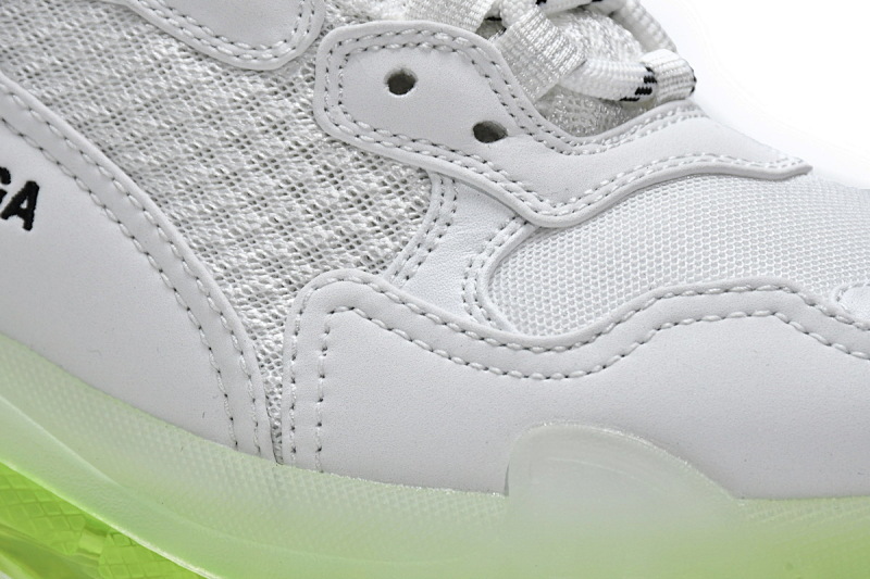 【DA0LJ】白荧光气垫 巴黎世家水晶透明底气垫鞋 544351 W0901 9010 Balenciaga Triple S White Green