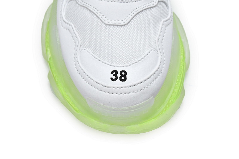 【DA0LJ】白荧光气垫 巴黎世家水晶透明底气垫鞋 544351 W0901 9010 Balenciaga Triple S White Green