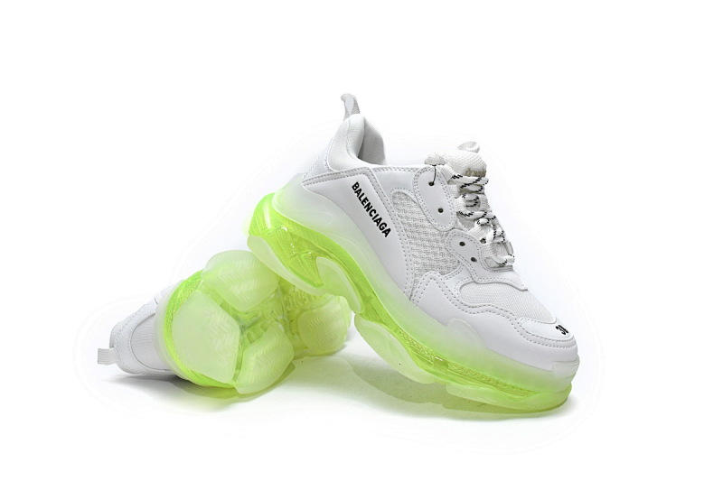 【DA0LJ】白荧光气垫 巴黎世家水晶透明底气垫鞋 544351 W0901 9010 Balenciaga Triple S White Green