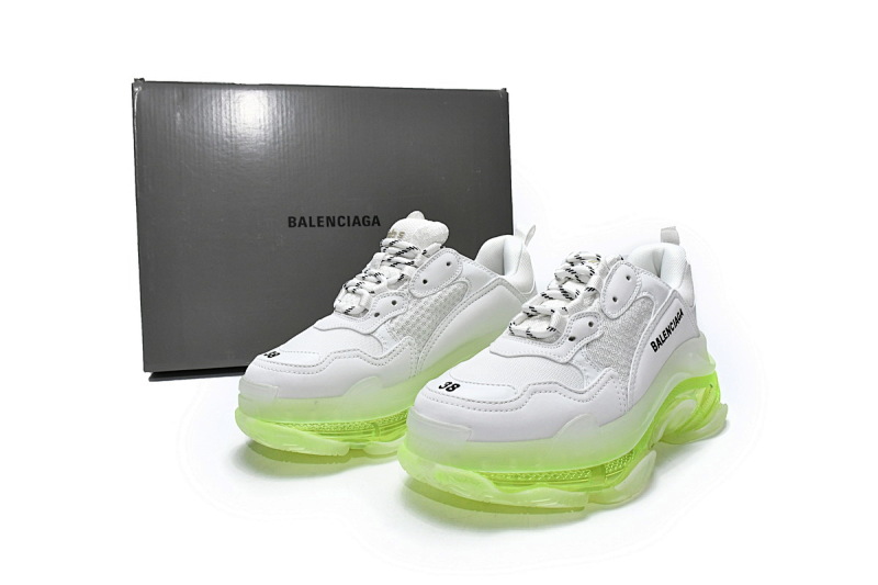 【DA0LJ】白荧光气垫 巴黎世家水晶透明底气垫鞋 544351 W0901 9010 Balenciaga Triple S White Green