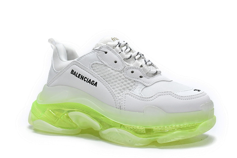 【DA0LJ】白荧光气垫 巴黎世家水晶透明底气垫鞋 544351 W0901 9010 Balenciaga Triple S White Green