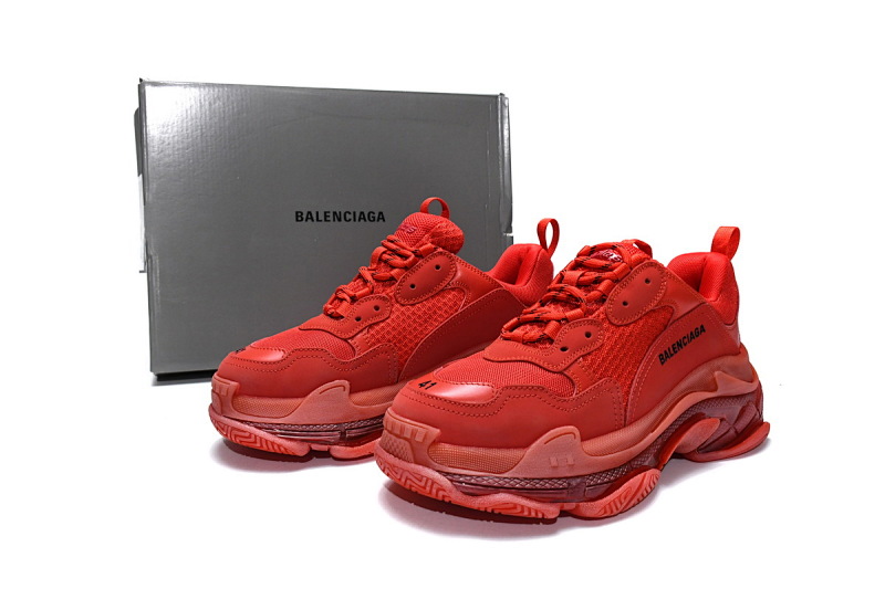 【DA0LJ】大红气垫 巴黎世家水晶透明底气垫鞋 541624 W09O1 6500 Balenciaga Triple S Dark Red