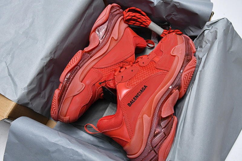 【DA0LJ】大红气垫 巴黎世家水晶透明底气垫鞋 541624 W09O1 6500 Balenciaga Triple S Dark Red