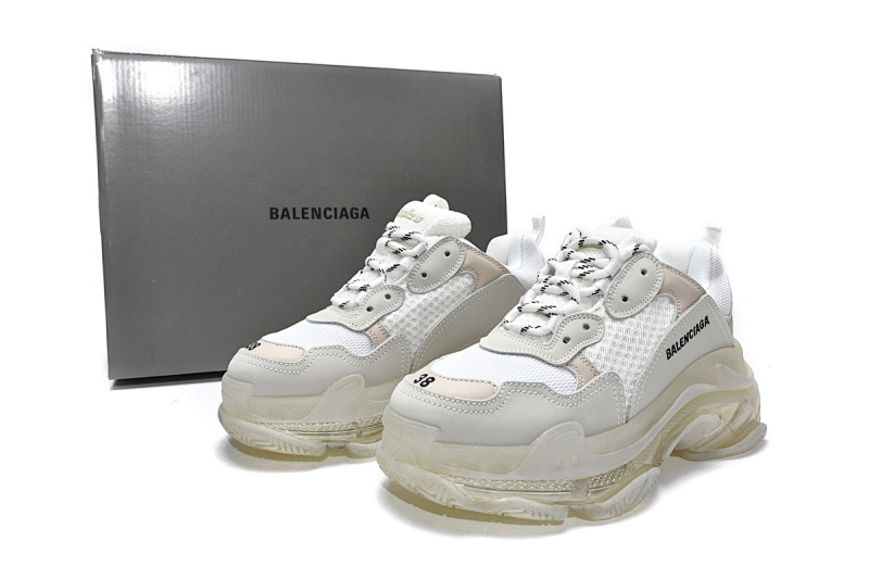 【DA0LJ】全白气垫 巴黎世家水晶透明底气垫鞋 544351 W09E1 9000 Balenciaga Triple S White