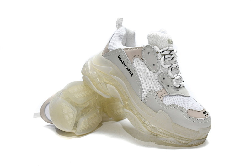 【DA0LJ】全白气垫 巴黎世家水晶透明底气垫鞋 544351 W09E1 9000 Balenciaga Triple S White