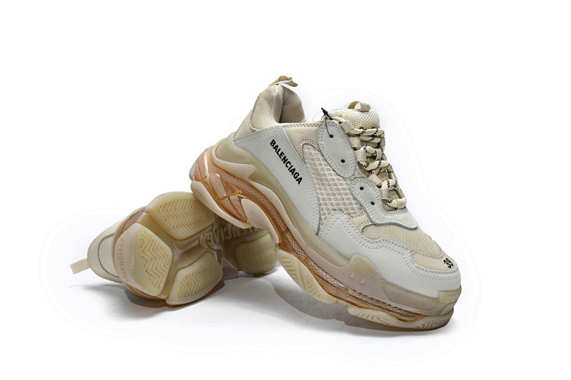 【DA0LJ】米黄气垫 巴黎世家水晶透明底气垫鞋 544351 W09OH 7083 Balenciaga Triple S Champagne
