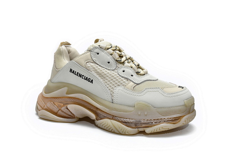 【DA0LJ】米黄气垫 巴黎世家水晶透明底气垫鞋 544351 W09OH 7083 Balenciaga Triple S Champagne
