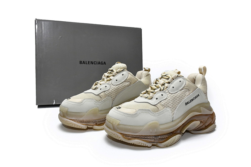 【DA0LJ】米黄气垫 巴黎世家水晶透明底气垫鞋 544351 W09OH 7083 Balenciaga Triple S Champagne
