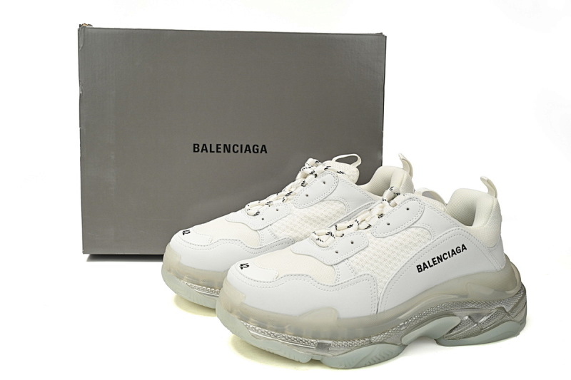 【DA0LJ】青石灰气垫 巴黎世家水晶透明底气垫鞋 541624 W2FB2 9001 Balenciaga Triple S Grey
