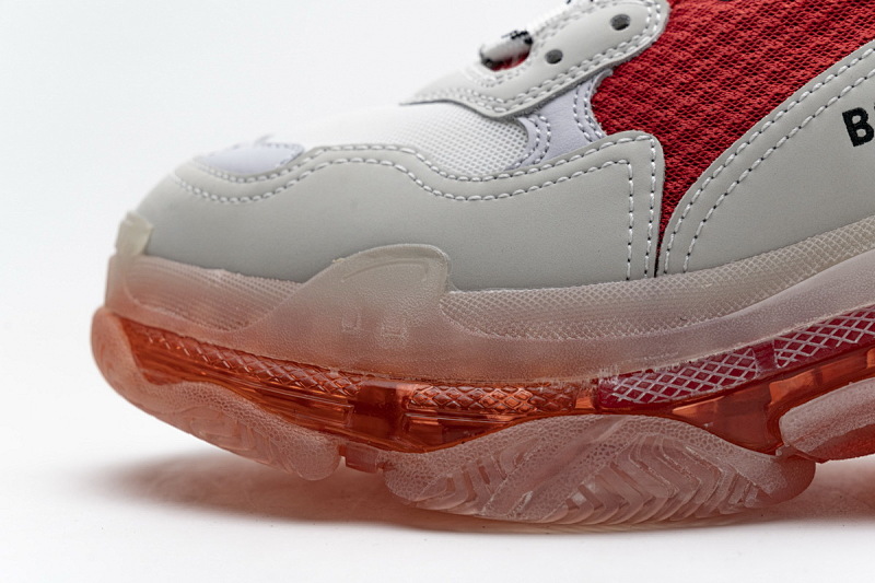【DA0LJ】白红气垫 巴黎世家水晶透明底气垫鞋 544351 W09E1 4552 Balenciaga Triple S White Red