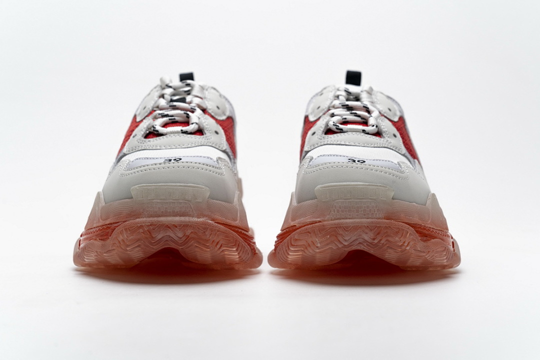 【DA0LJ】白红气垫 巴黎世家水晶透明底气垫鞋 544351 W09E1 4552 Balenciaga Triple S White Red