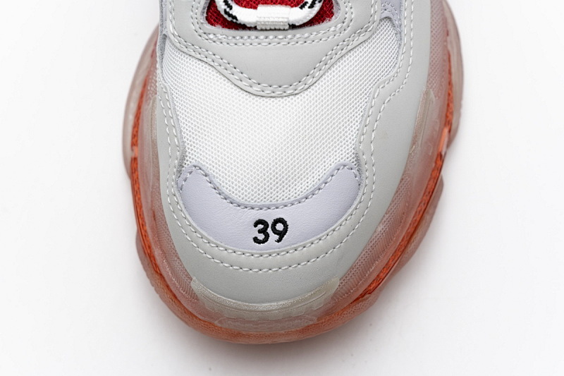 【DA0LJ】白红气垫 巴黎世家水晶透明底气垫鞋 544351 W09E1 4552 Balenciaga Triple S White Red