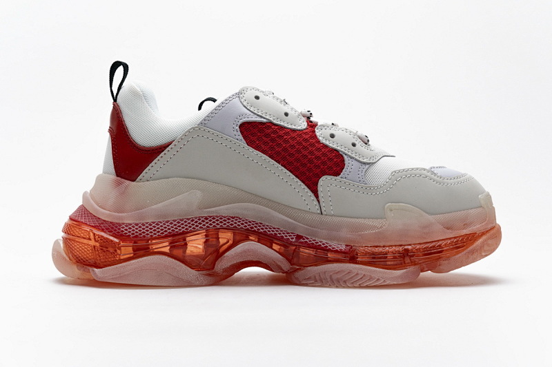 【DA0LJ】白红气垫 巴黎世家水晶透明底气垫鞋 544351 W09E1 4552 Balenciaga Triple S White Red