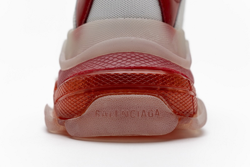 【DA0LJ】白红气垫 巴黎世家水晶透明底气垫鞋 544351 W09E1 4552 Balenciaga Triple S White Red