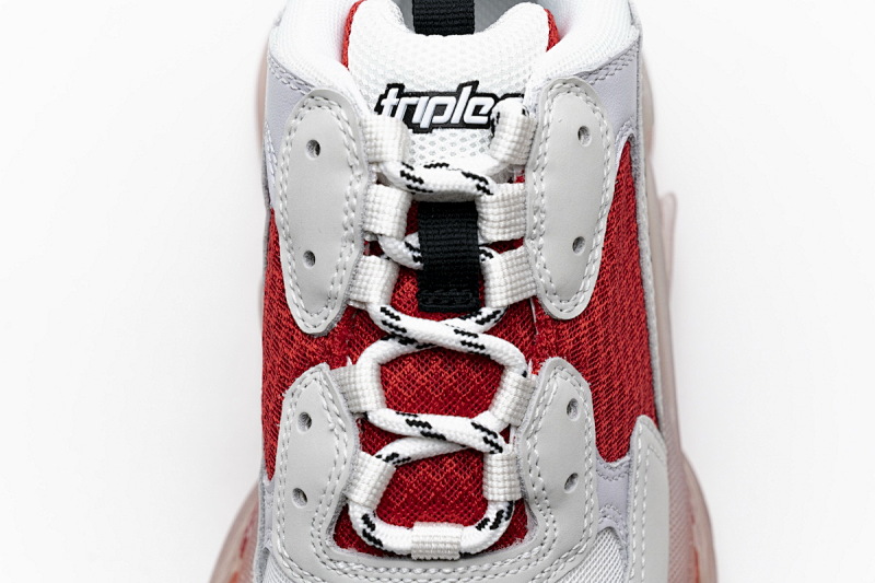 【DA0LJ】白红气垫 巴黎世家水晶透明底气垫鞋 544351 W09E1 4552 Balenciaga Triple S White Red