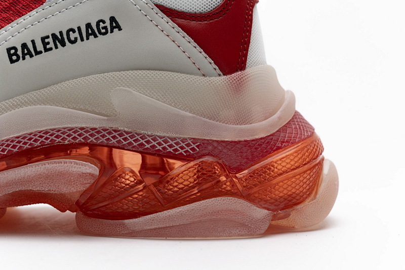 【DA0LJ】白红气垫 巴黎世家水晶透明底气垫鞋 544351 W09E1 4552 Balenciaga Triple S White Red