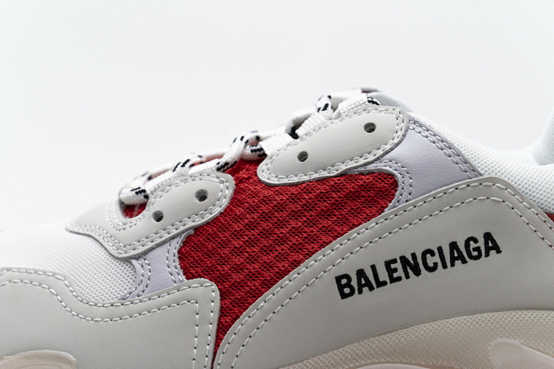 【DA0LJ】白红气垫 巴黎世家水晶透明底气垫鞋 544351 W09E1 4552 Balenciaga Triple S White Red