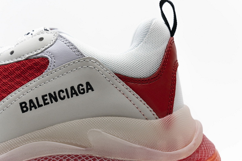 【DA0LJ】白红气垫 巴黎世家水晶透明底气垫鞋 544351 W09E1 4552 Balenciaga Triple S White Red