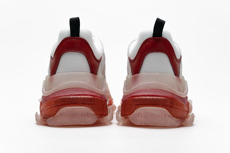 【DA0LJ】白红气垫 巴黎世家水晶透明底气垫鞋 544351 W09E1 4552 Balenciaga Triple S White Red