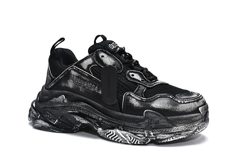 【CA0LJ】脏脏黑 巴黎世家8层组合TPU复古鞋 524039 WN3 1000 Balenciaga Triple S Black