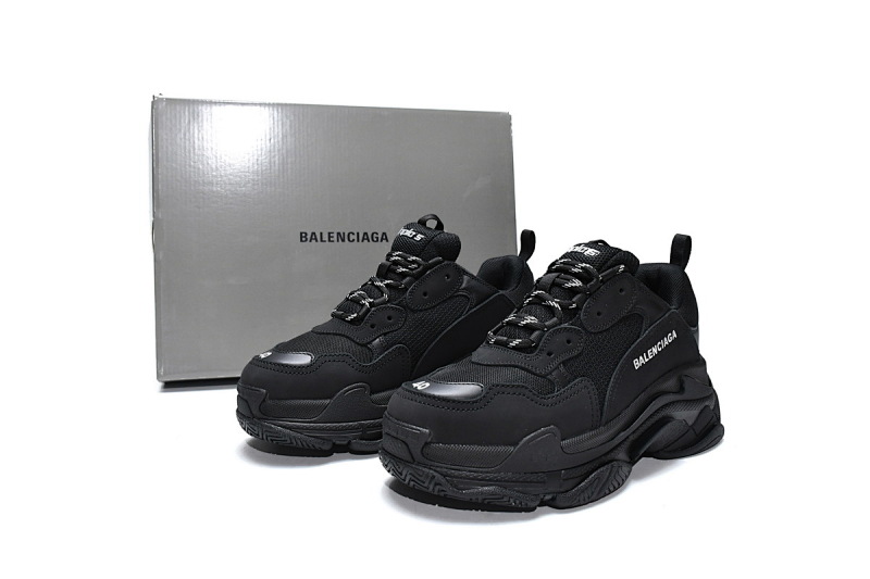 【CA0LJ】全黑不做旧 巴黎世家8层组合TPU复古鞋 541624 W0901 1100 Balenciaga Triple S Black