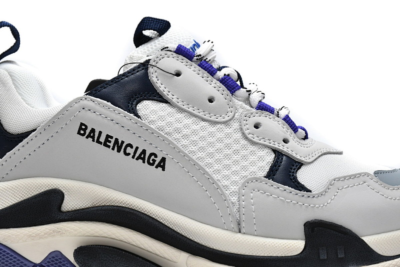 【CA0LJ】白深兰 巴黎世家8层组合TPU复古鞋 534217 W09E1 9000 Balenciaga Triple S White Dark Blue