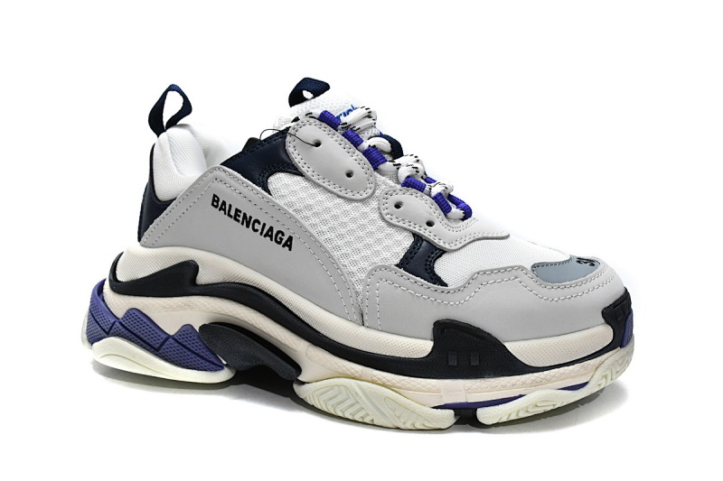 【CA0LJ】白深兰 巴黎世家8层组合TPU复古鞋 534217 W09E1 9000 Balenciaga Triple S White Dark Blue